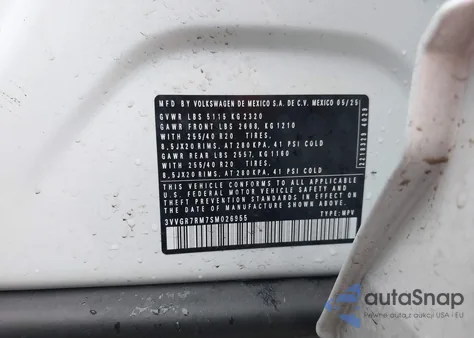 2025 Volkswagen Tiguan 2.0T Se R-Line Black z USA, uszkodzony, nr VIN 3VVGR7RM7SM026955